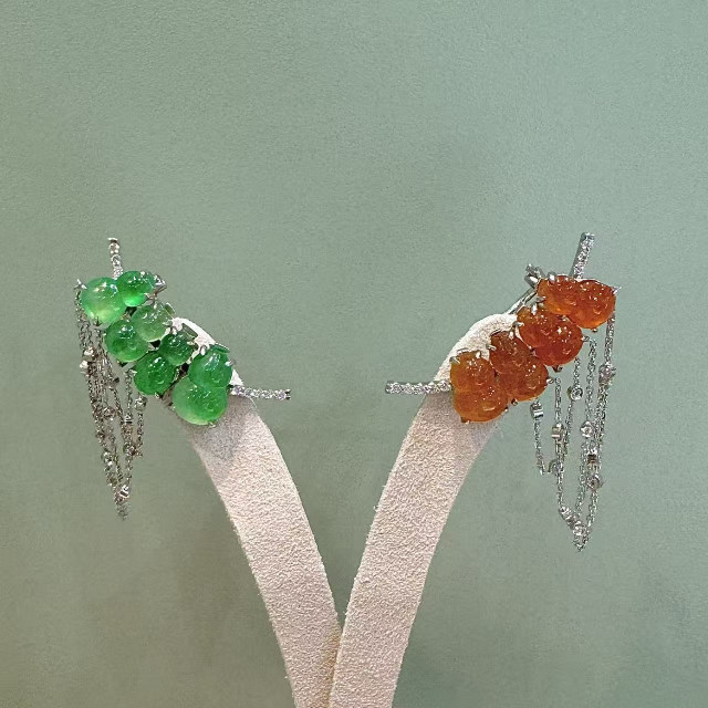 18K金真鑽木拿種AB款葫蘆耳環M1