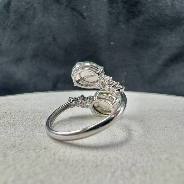 18K冰玻種黃綠翡翠鑽戒FUB1