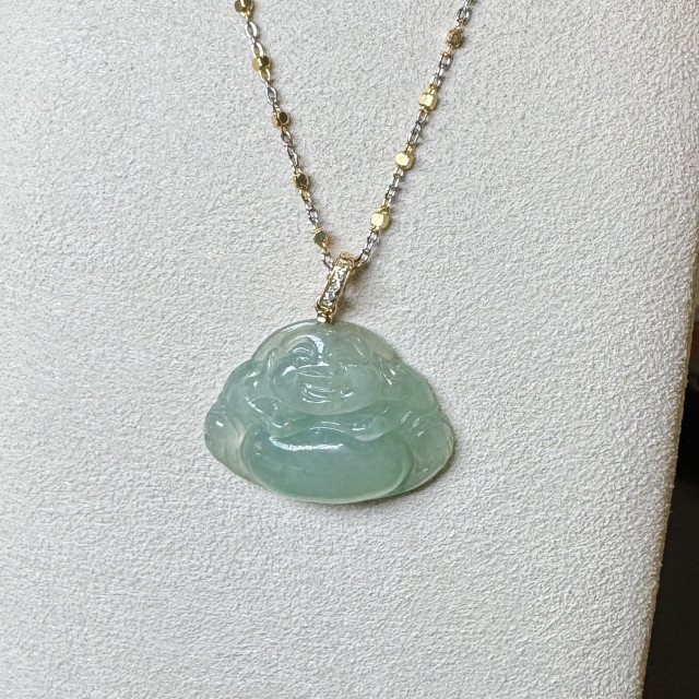 18K真鑽翡翠彌勒佛墜飾(二擇一) DB