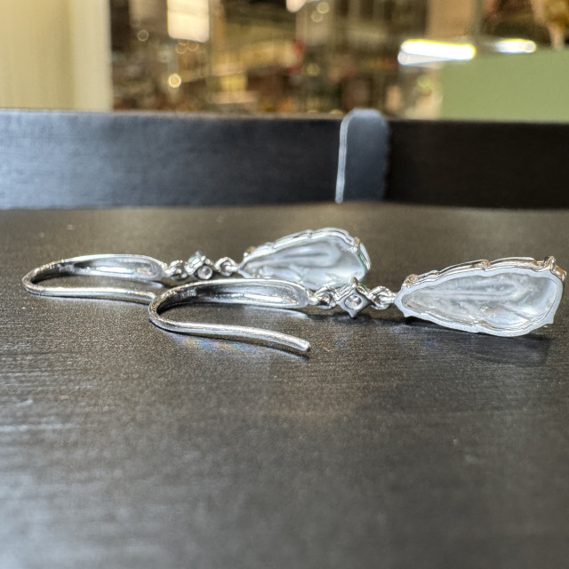 18K金玻璃種羽毛造型耳環 DB