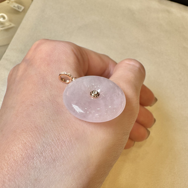 18K真鑽紫羅蘭翡翠平安扣墜飾 DB