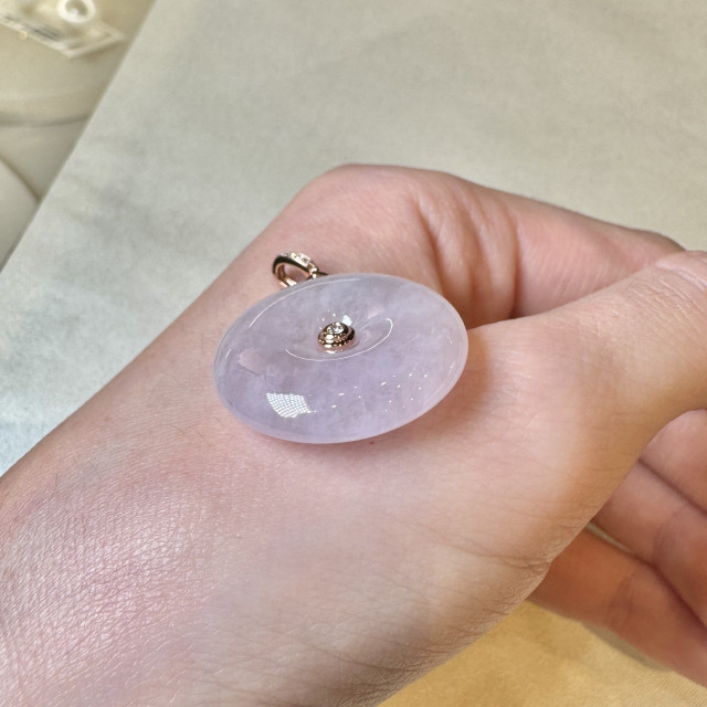 18K真鑽紫羅蘭翡翠平安扣墜飾 DB