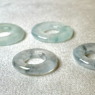 冰種烏鷄翡翠甜甜圈一對(耳飾/挂飾兩用) DB2