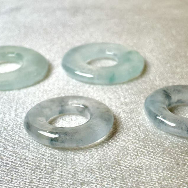 冰種烏鷄翡翠甜甜圈一對(耳飾/挂飾兩用) DB2