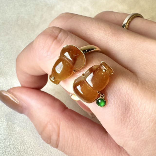 18K冰紅翡雙葫蘆戒指 DB2