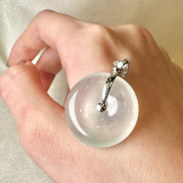 18K真鑽冰玻種翡翠平安扣墜飾 DB2