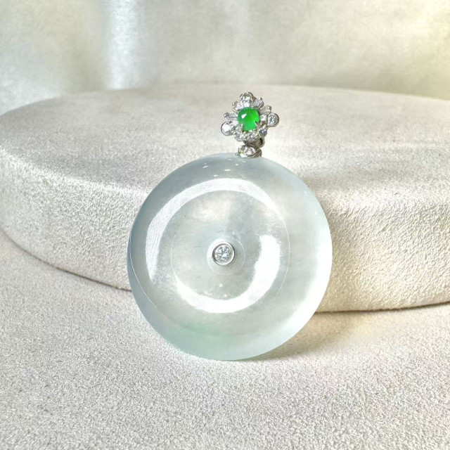 18K真鑽冰玻種翡翠平安扣墜飾 DB2