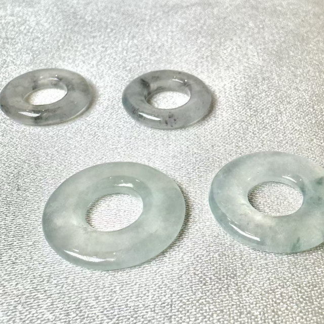 冰種烏鷄翡翠甜甜圈一對(耳飾/挂飾兩用) DB2