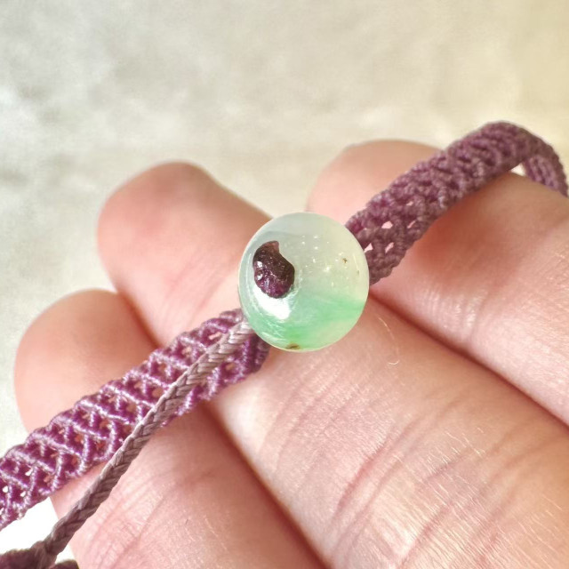 玻璃種翡翠平安扣手繩鏈 DB2