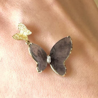 18K金烏雞種翡翠蝴蝶墜飾 DB2