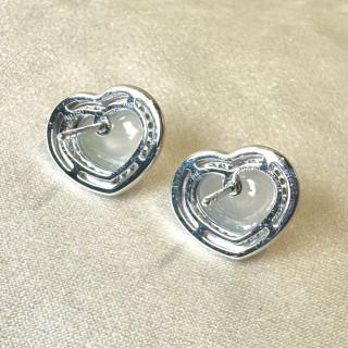 18K真鑽白冰心型耳環 DB2