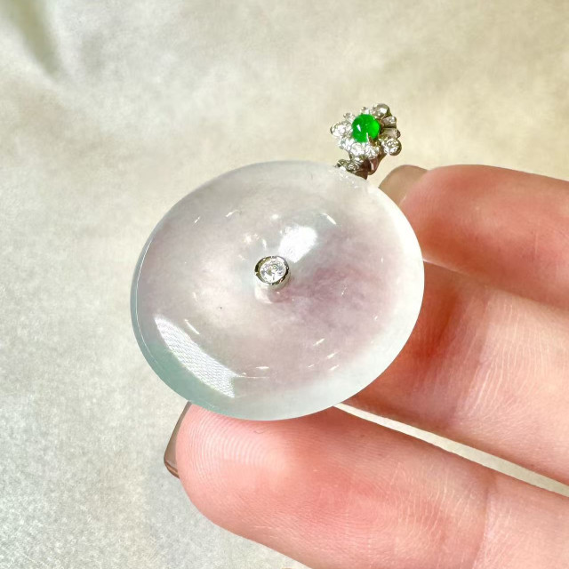 18K真鑽冰玻種翡翠平安扣墜飾 DB2