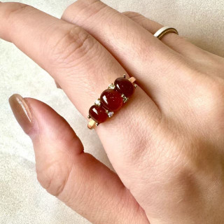 18K 紅翡小蛋面排戒 DB2