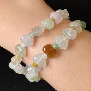 冰種翡翠多寶小豬手串 DB2