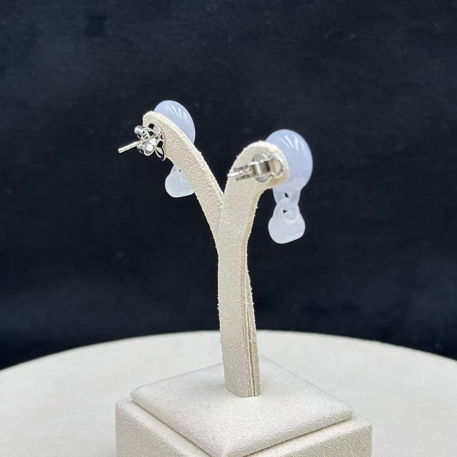 18K金真鑽冰糯種紫翡環環相扣耳環AP1