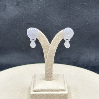 18K金真鑽冰糯種紫翡環環相扣耳環AP1