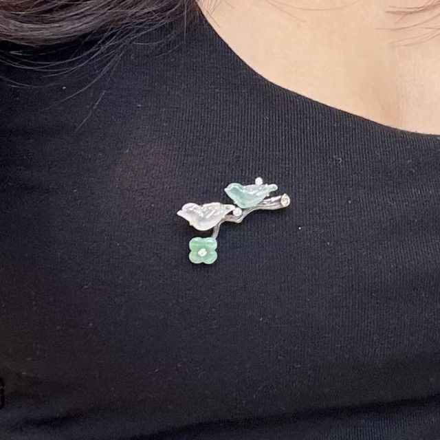 18K金真鑽冰種喜上眉梢胸針AP1