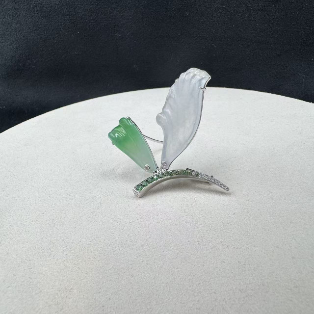 18K金真鑽冰種蜻蜓胸針AP1