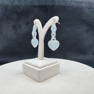 18K金真鑽冰種白翡環環相扣愛心耳環AP1