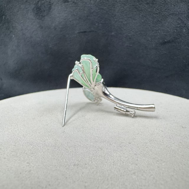 18K金真鑽冰糯種好事連連胸針AP1