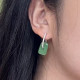 18K金真鑽冰糯種翠綠方糖耳環AP1