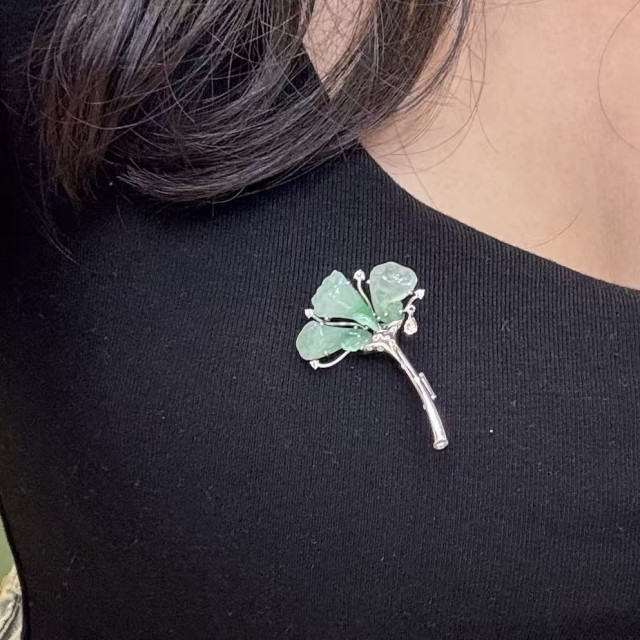 18K金真鑽冰糯種好事連連胸針AP1