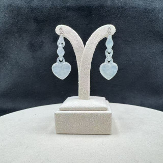 18K金真鑽冰種白翡環環相扣愛心耳環AP1