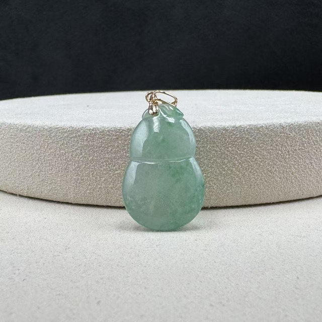 18K金真鑽冰種飄花葫蘆墜飾M3