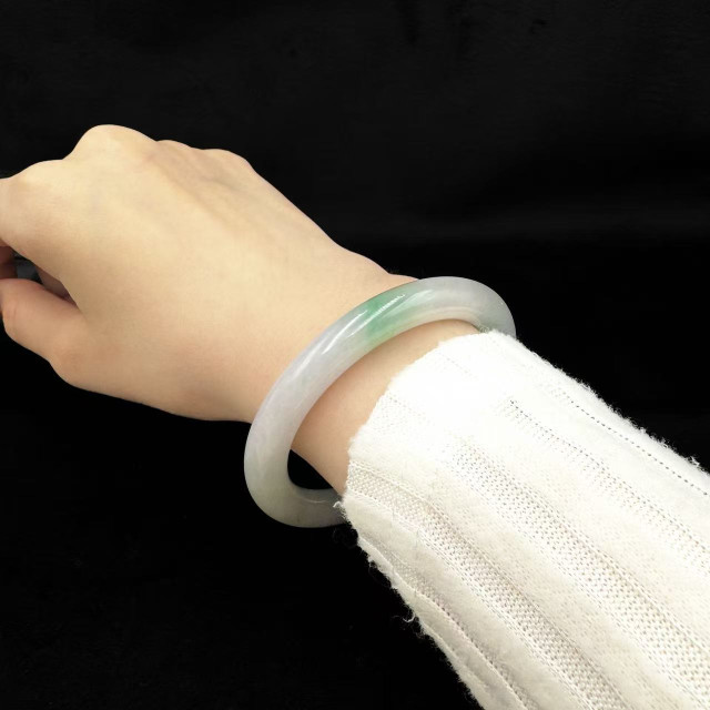 冰糯種三彩圓骨手鐲M3