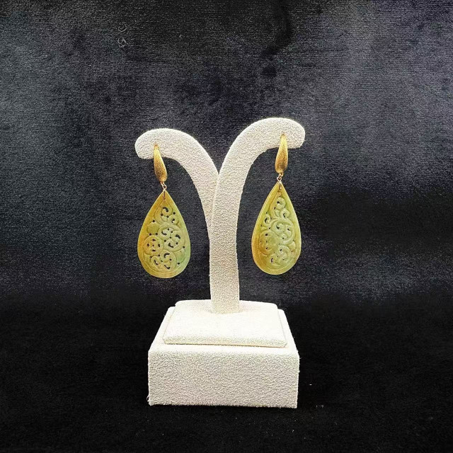 18K金三彩鏤雕花耳環M3