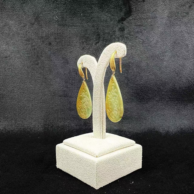 18K金三彩鏤雕花耳環M3