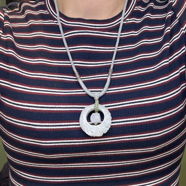 冰糯種雕花子母平安扣吊墜M4