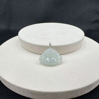 14K金冰糯種白翡佛公吊墜M4