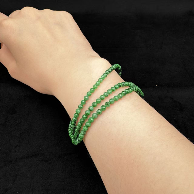 老坑種翠綠小米珠項鍊M4
