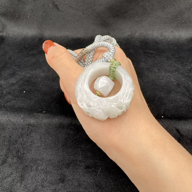 冰糯種雕花子母平安扣吊墜M4