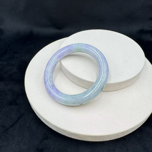 冰糯種薰衣草花園圓骨鐲M4