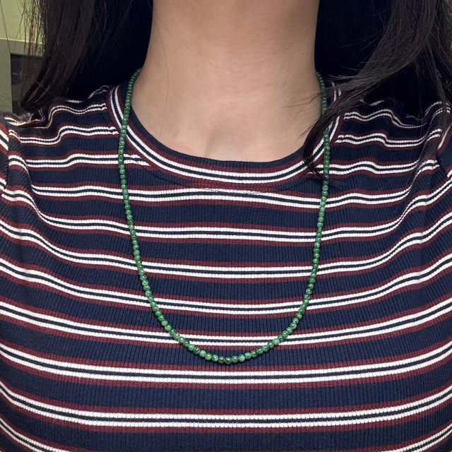 老坑種翠綠小米珠項鍊M4