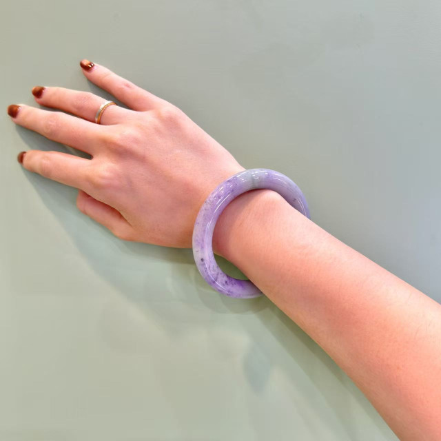 冰糯種薰衣草花園圓骨鐲M4