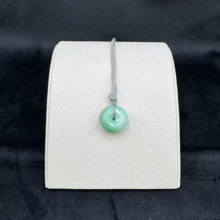 冰糯種果綠平安扣綁繩吊墜M4