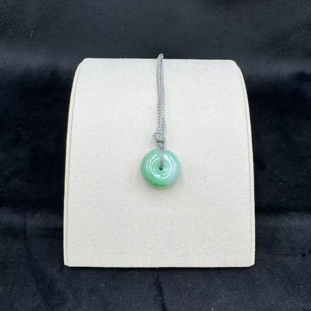 冰糯種果綠平安扣綁繩吊墜M4