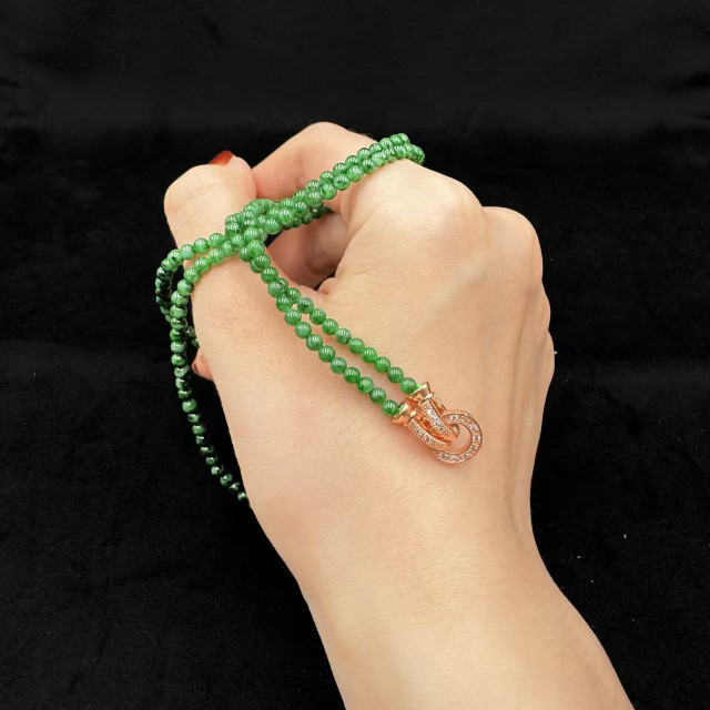 老坑種翠綠小米珠項鍊M4