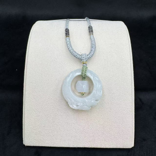 冰糯種雕花子母平安扣吊墜M4