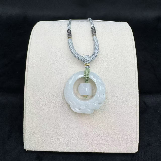 冰糯種雕花子母平安扣吊墜M4