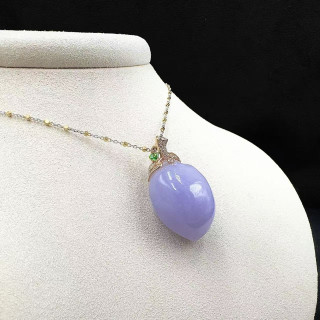 18K玫瑰金真鑽紫翡壽桃墜飾M2