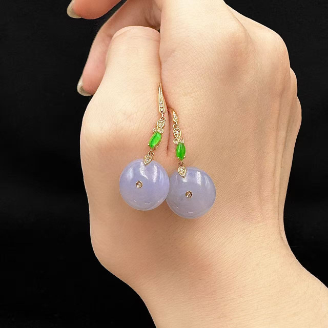 18K金真鑽紫羅蘭鼓珠耳環M2