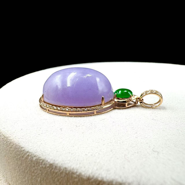 18K金真鑽紫翡大蛋面吊墜M2