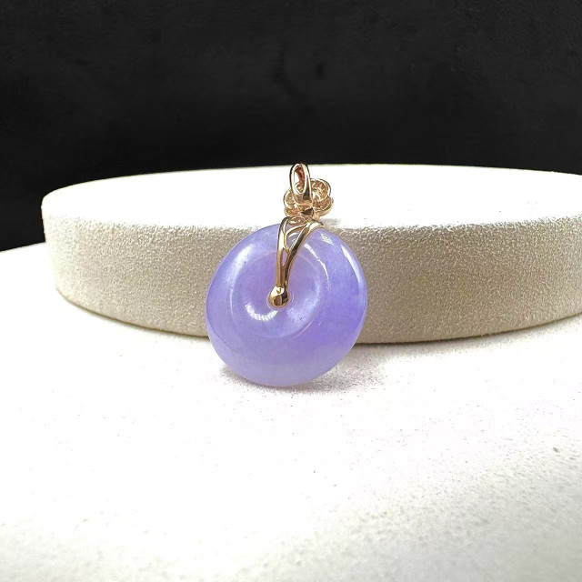 18K玫瑰金真鑽紫翡平安扣吊墜M2