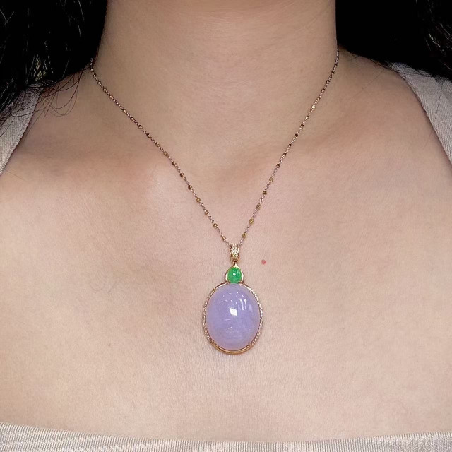 18K金真鑽紫翡大蛋面吊墜M2