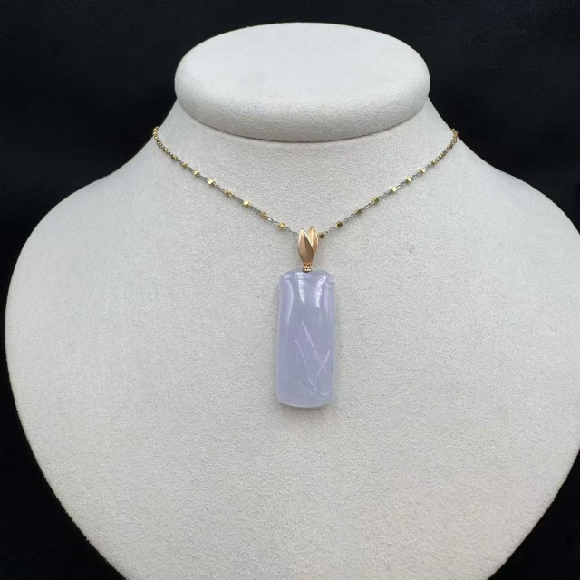 18K玫瑰金冰糯種紫翡翠竹節吊墜M2