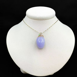 18K玫瑰金真鑽紫翡壽桃墜飾M2